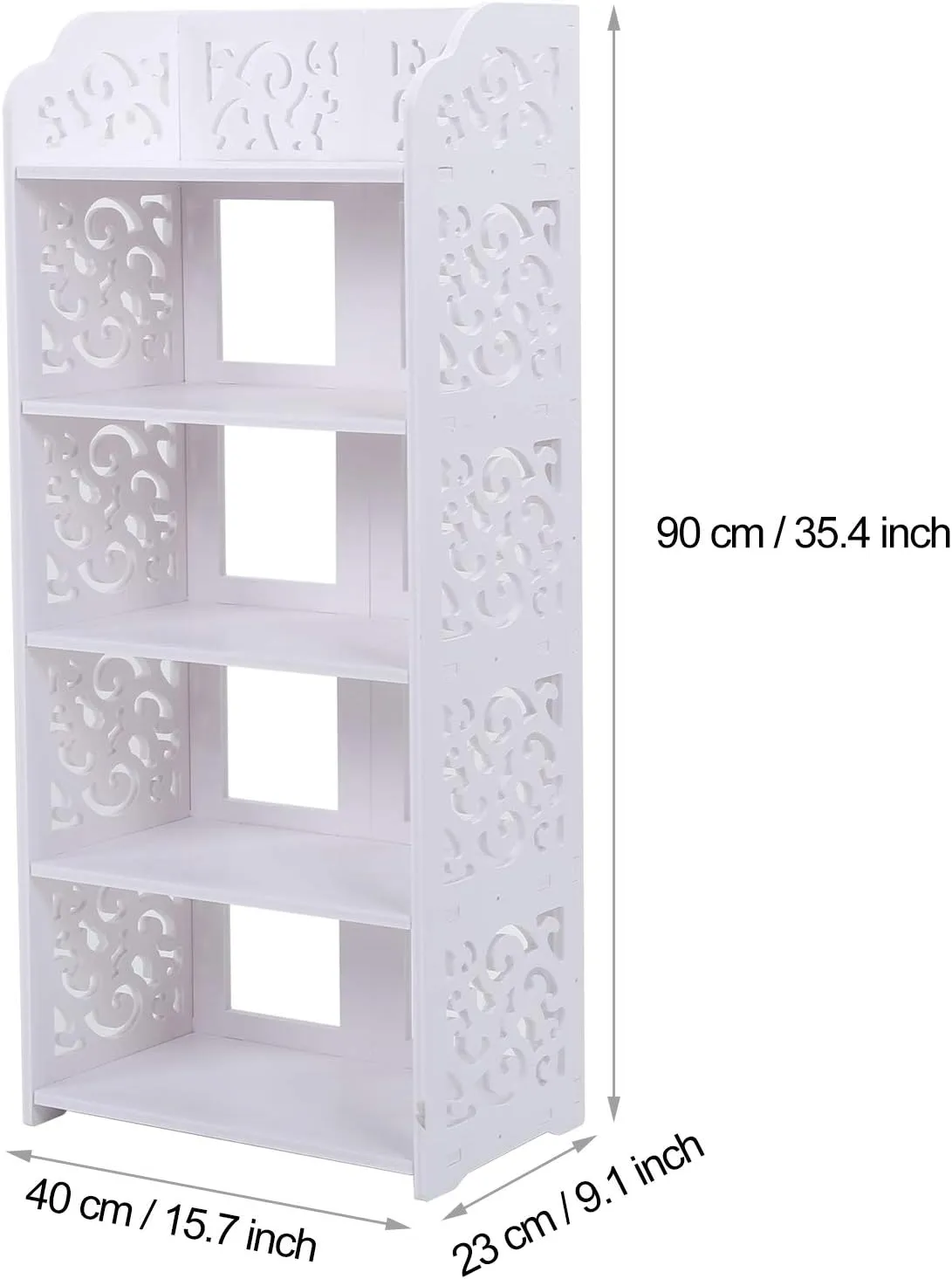 5 Tier Shoes Rack, Modern White Wood Shoe Storage Shelf Space Saving Shoe Display Stand, Standing Shoes Storage Tower Organizer Closet Shelves for Home Living Room Hallway Office
