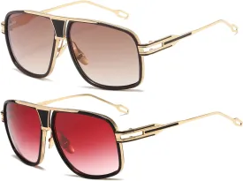 AEVOGUE Sunglasses For Men Goggle Alloy Big Frame Metal Punk Style Shield AE0336