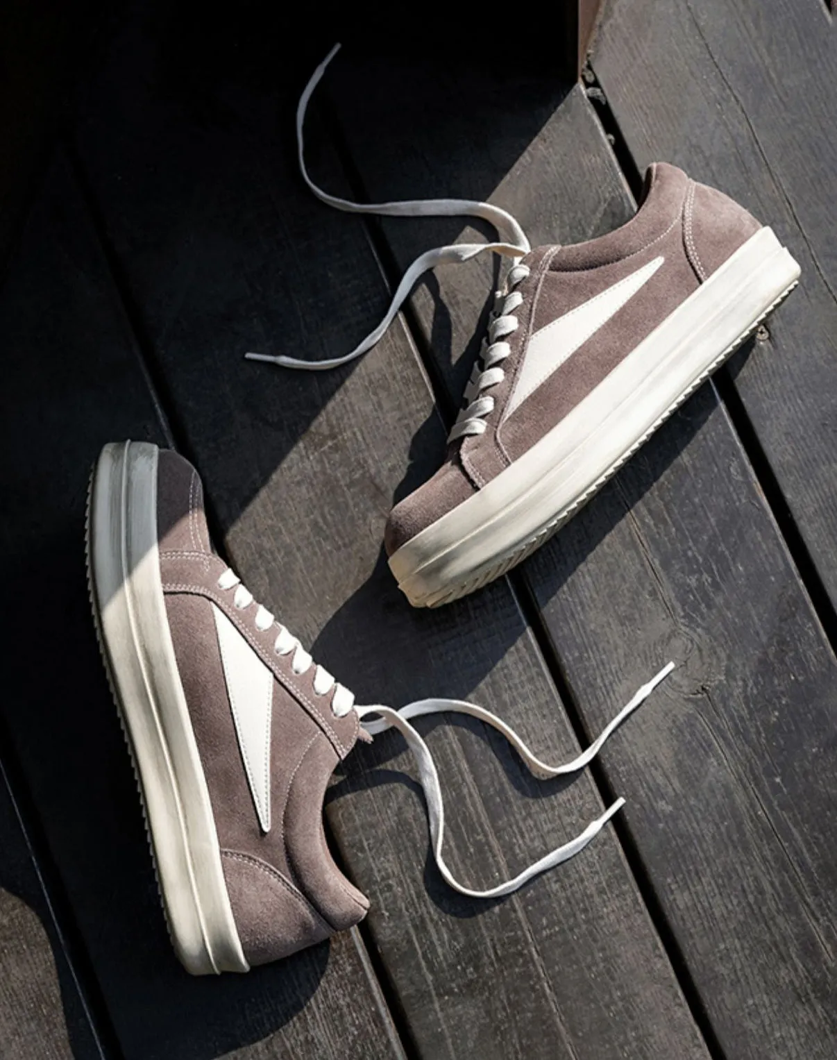 American Retro Suede Brown Thick-Soled Sports Men's Casual Shoes