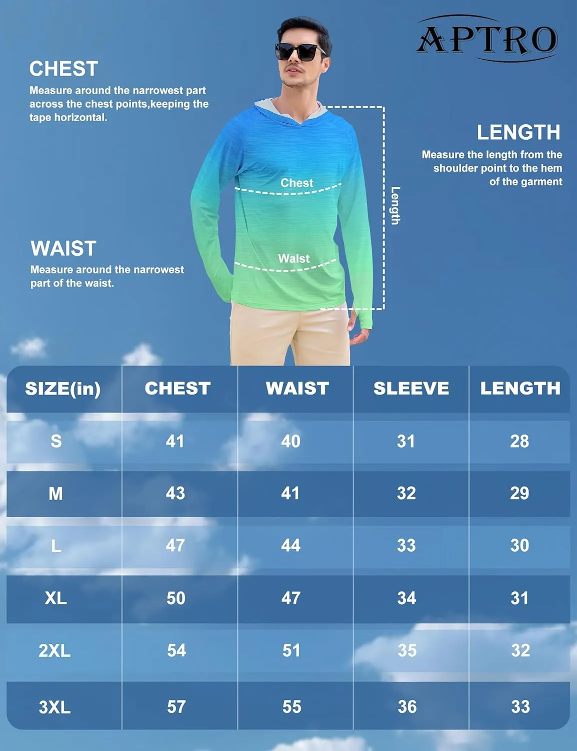 APTRO Men's UPF 50  Sun Protection Long Sleeve Hoodie Shirts UV Outdoor Fishing Shirts SPF Rash Guard Shirts for Men
