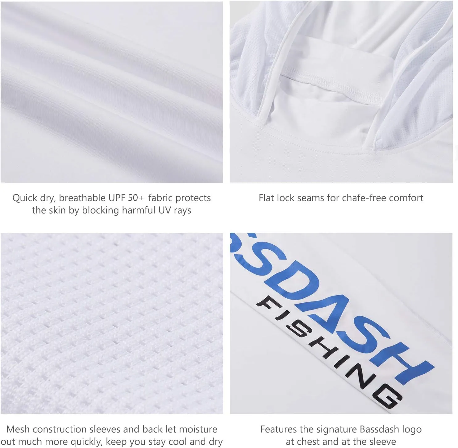 BASSDASH UPF 50  Men??s UV Sun Protection Long Sleeve Performance Fishing Hoodie Hooded Shirts