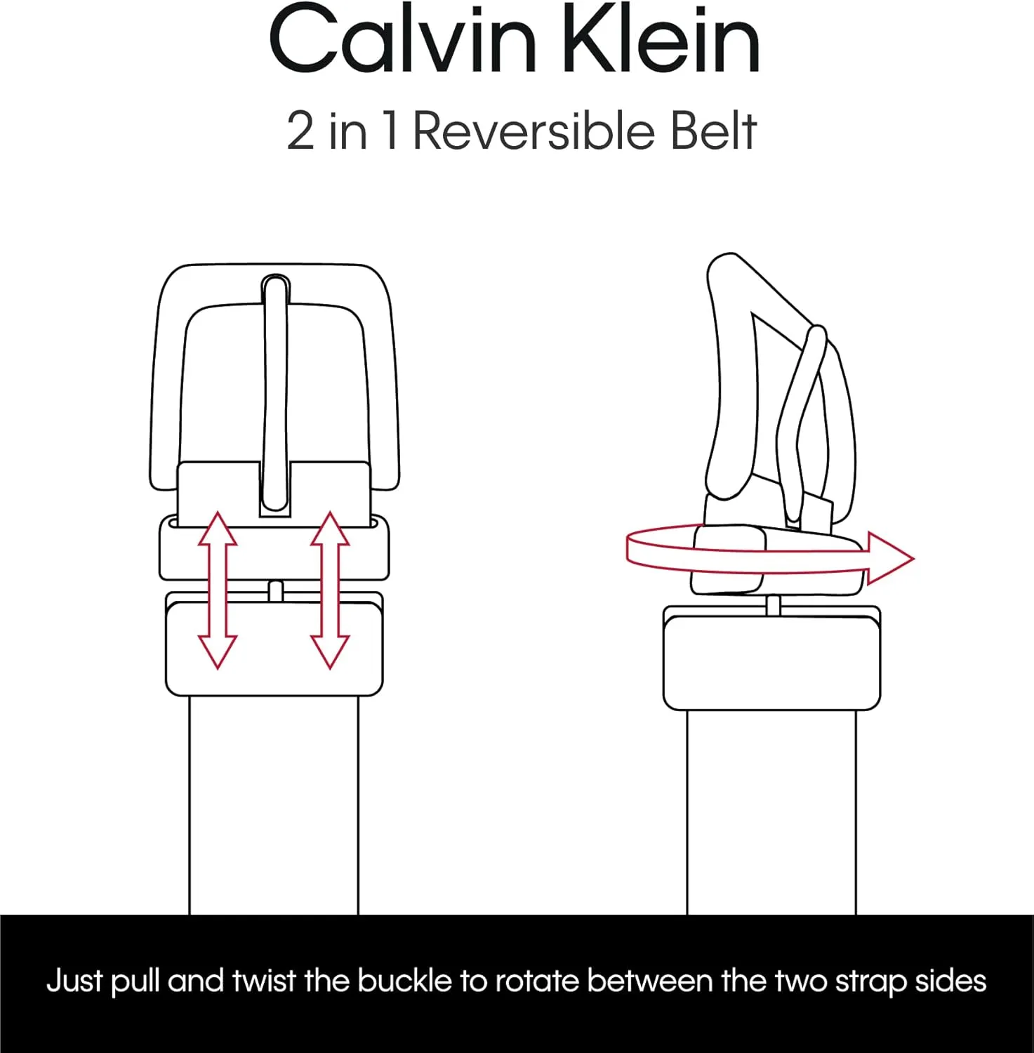 Calvin Klein Men's Two-in-one Reversible Rotative Buckle Casual Dress Belt