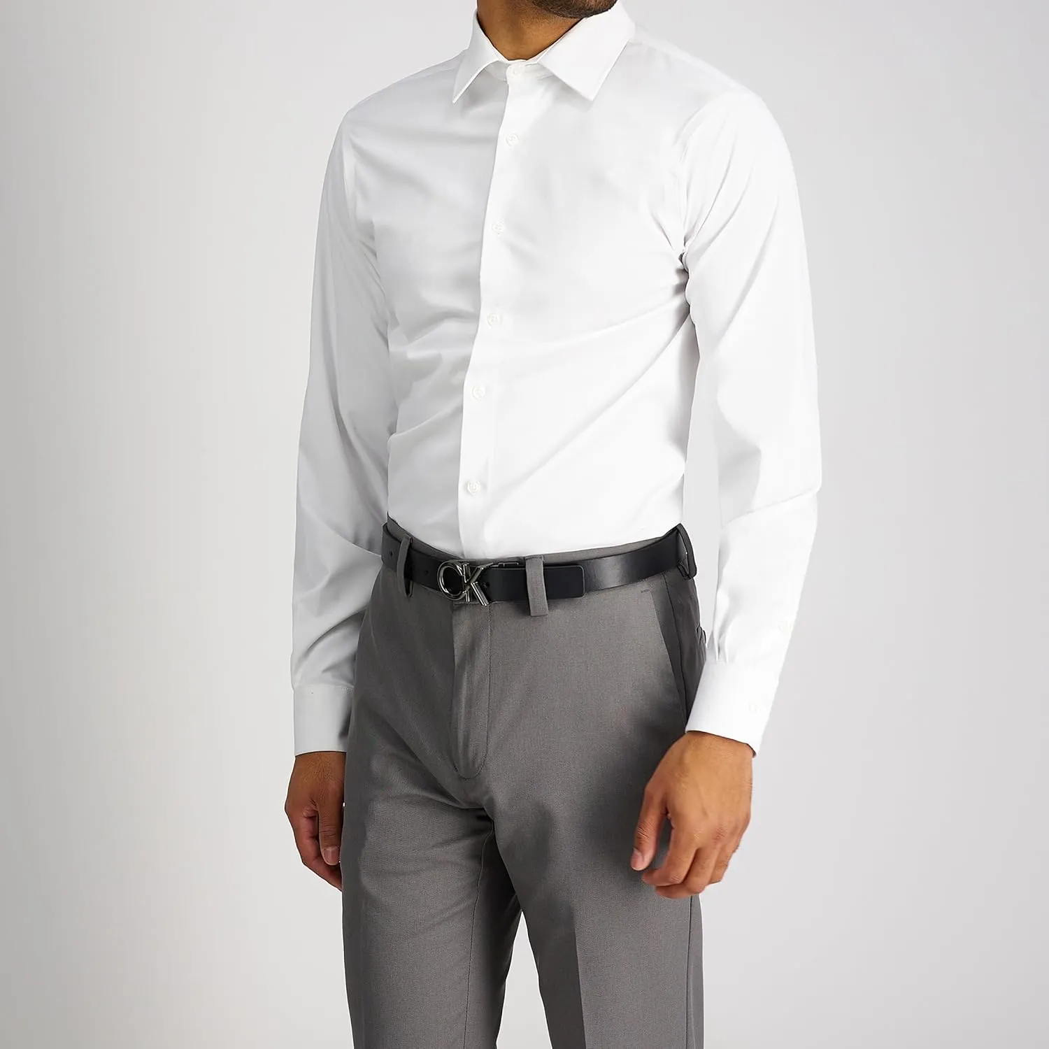 Calvin Klein Men's Two-in-one Reversible Rotative Buckle Casual Dress Belt