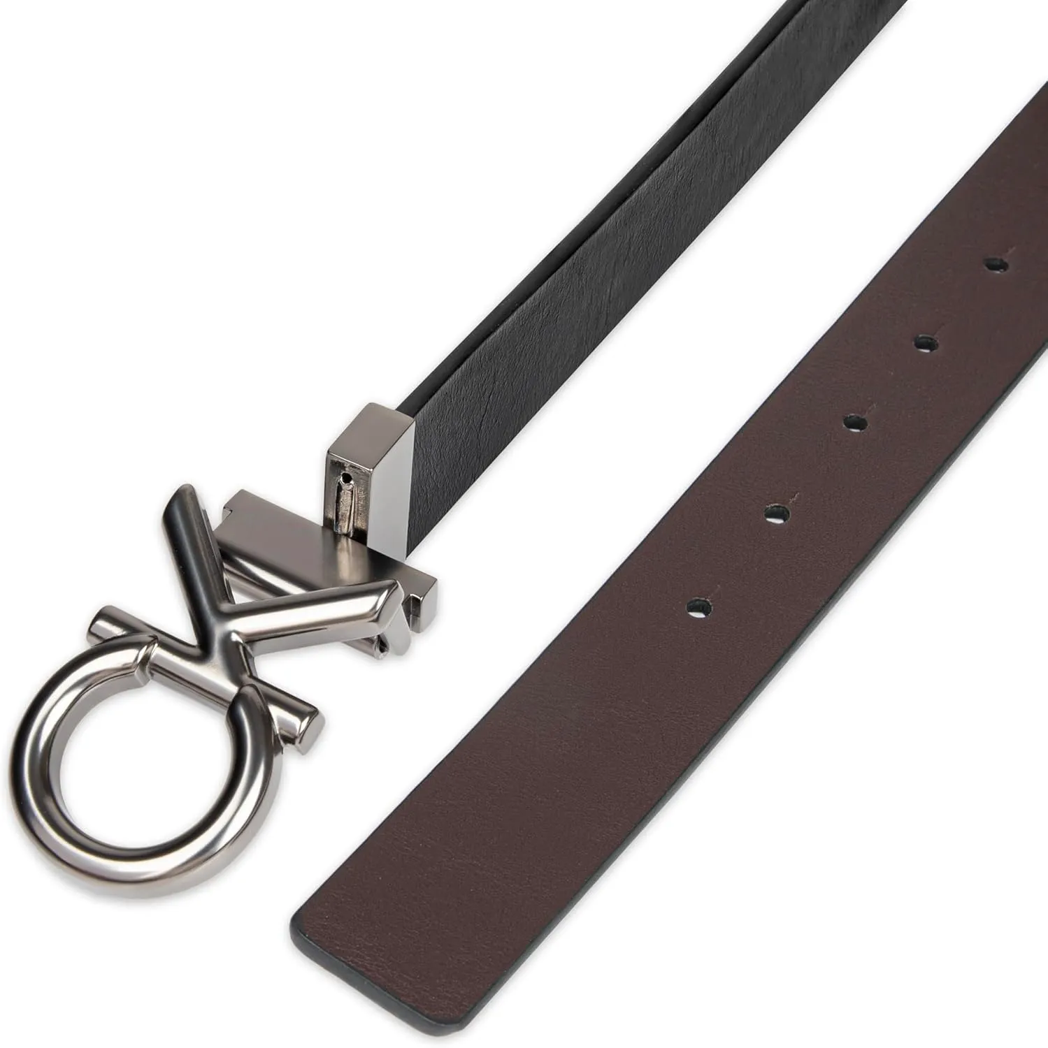 Calvin Klein Men's Two-in-one Reversible Rotative Buckle Casual Dress Belt