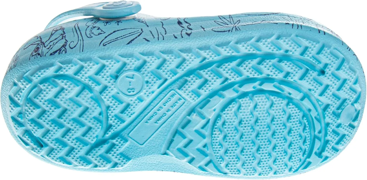 Disney Characters Clog Sandal Waterproof Slip-On Slides for Girls Stitch Frozen Minnie Mouse Closed Toe Clogs (Sizes: 5-10 Toddlers / 11-12 Little Kids)