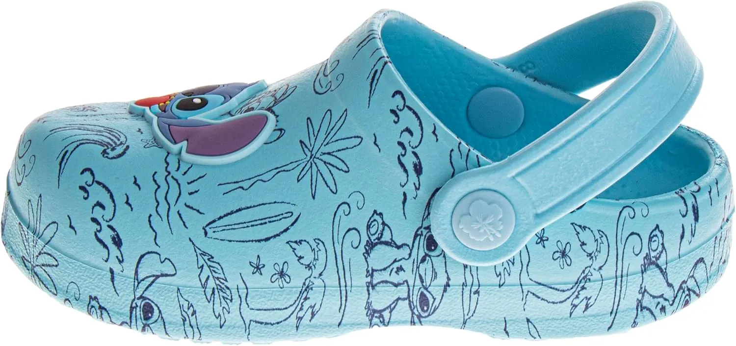 Disney Characters Clog Sandal Waterproof Slip-On Slides for Girls Stitch Frozen Minnie Mouse Closed Toe Clogs (Sizes: 5-10 Toddlers / 11-12 Little Kids)