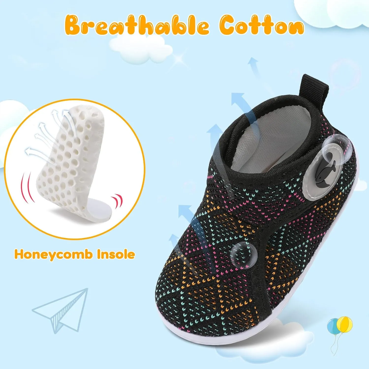 FEETCITY Lightweight Baby Sock Shoes Baby Walking Shoes Boys Girls Infant High-Top Shoe 12-18 Months