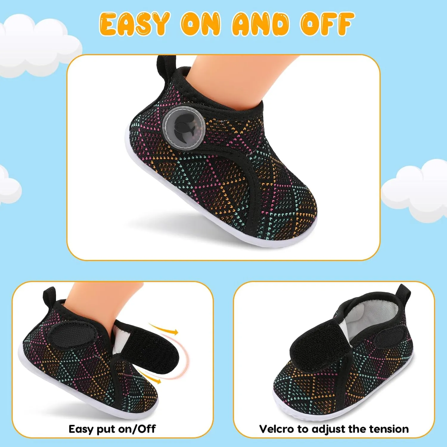FEETCITY Lightweight Baby Sock Shoes Baby Walking Shoes Boys Girls Infant High-Top Shoe 12-18 Months