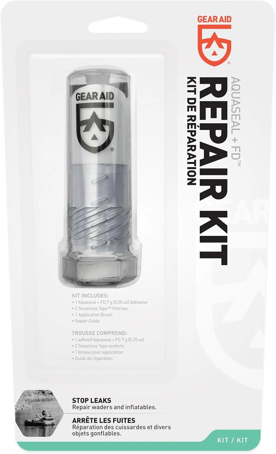 GEAR AID Wader and Boot Repair Kit for Neoprene and Breathable Waders, includes Aquaseal FD Adhesive and Patches