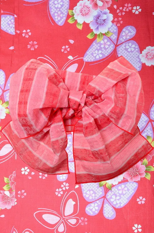 Girls yukata and  obi belt set / GY #01 (3-4)