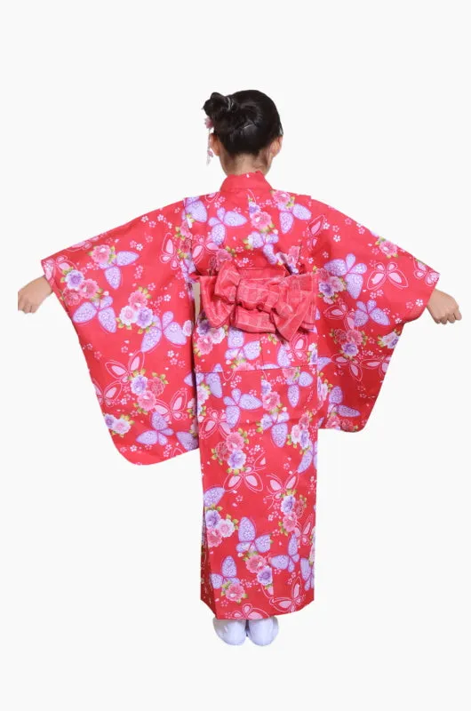 Girls yukata and  obi belt set / GY #01 (3-4)