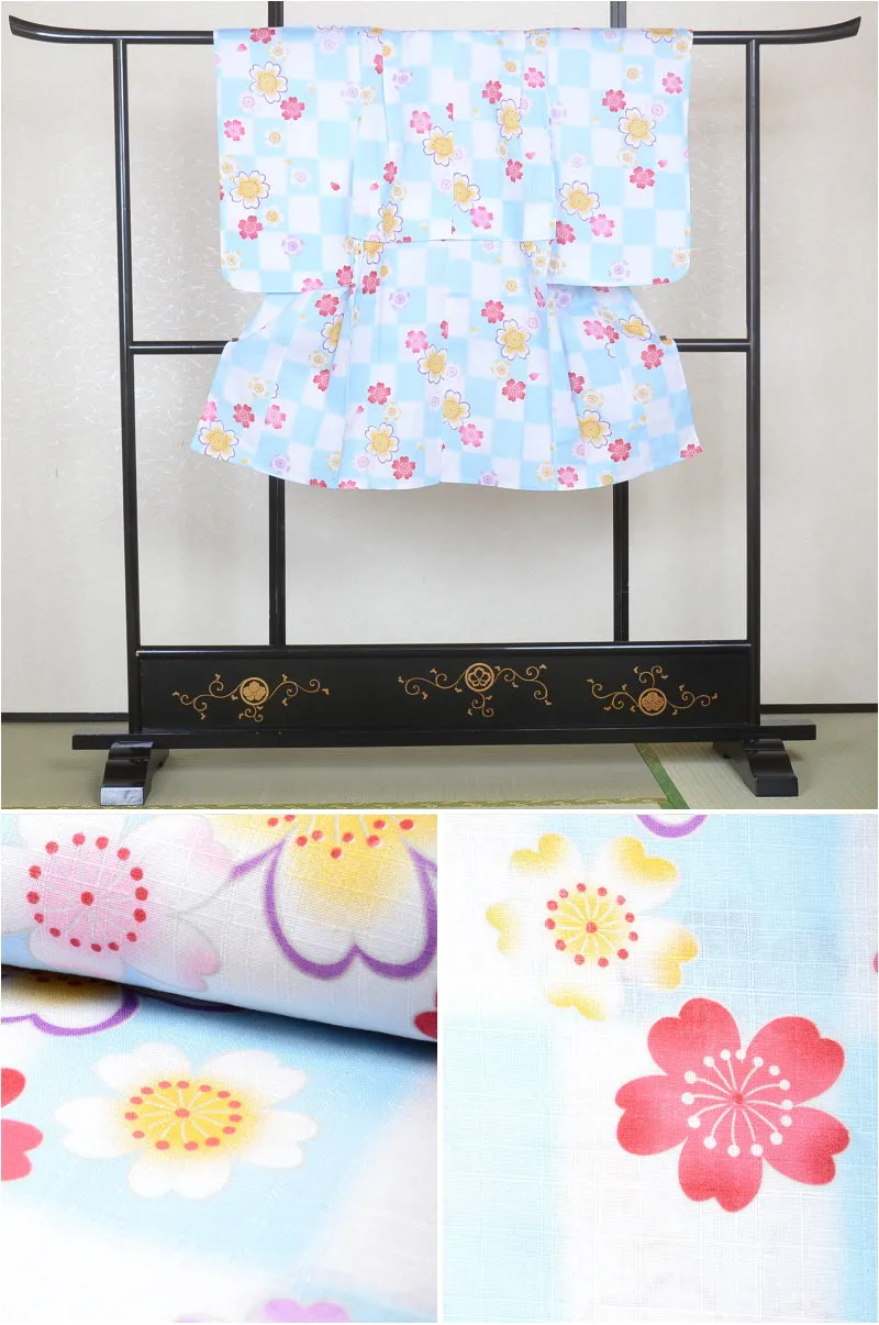 Girls yukata and  obi belt set / GY #02 (5-6)