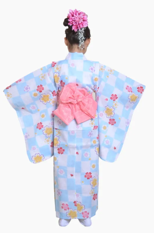 Girls yukata and  obi belt set / GY #02 (5-6)