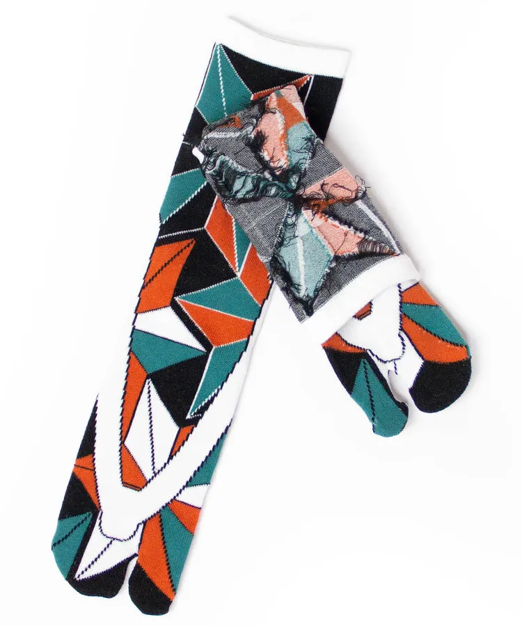 Green Orange Geta Tabi Socks / High Quality Geta Socks