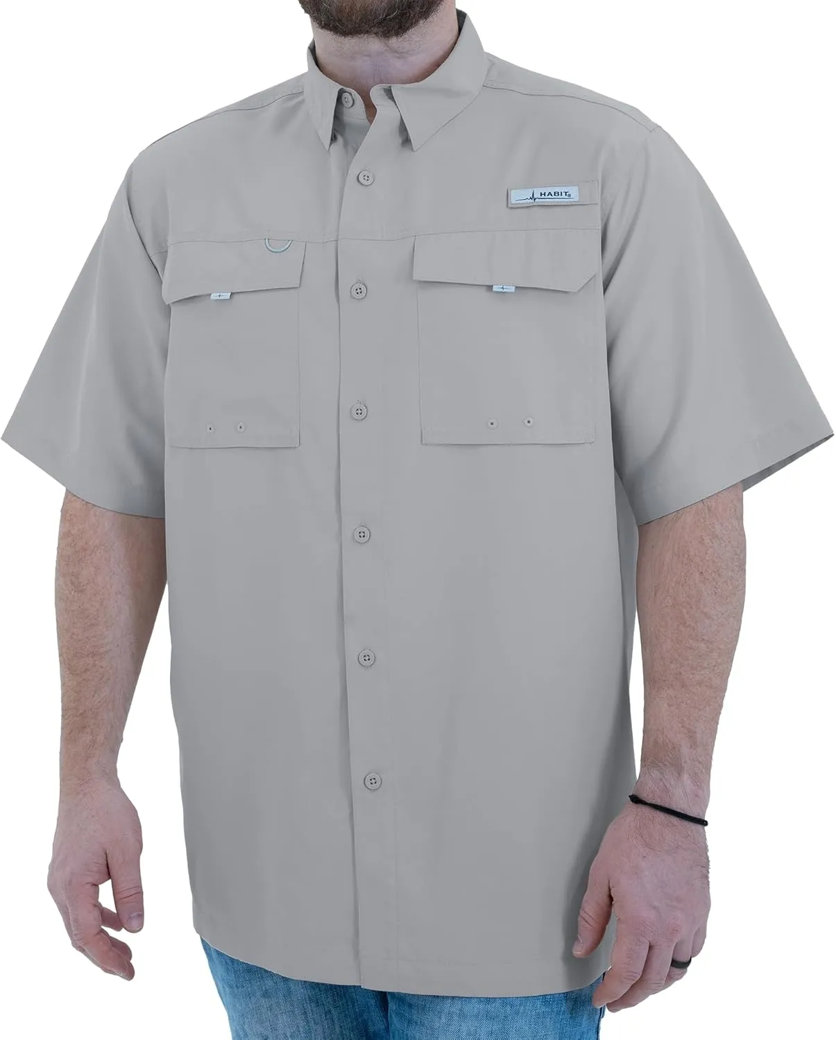 HABIT Men??s Fourche Mountain Short Sleeve River Guide Fishing Shirt - UPF 40  UV Protection