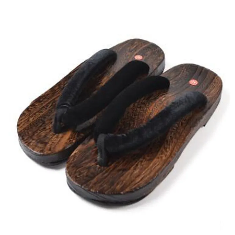 Japanese Traditional Sakura Print Clog Geta Rount Toe Wooden Shoes Outdoor Flip Flops