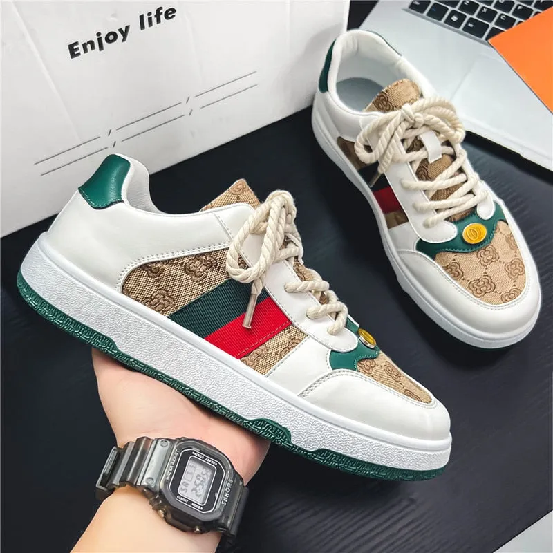Men Casual Fashion Sneakers Flat Thick Sole