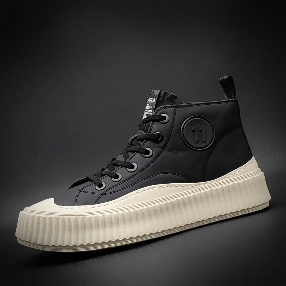 Men Fashion Leather Thick Sole Sneakers