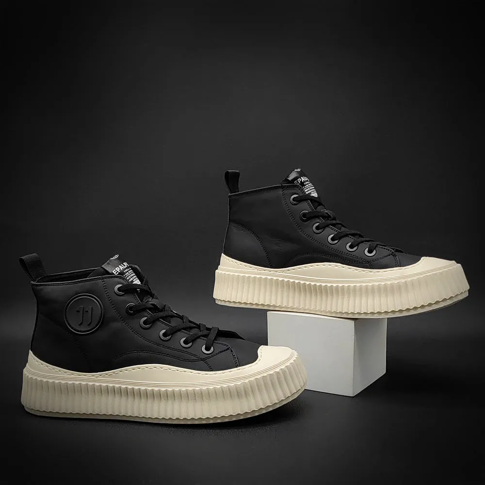 Men Fashion Leather Thick Sole Sneakers