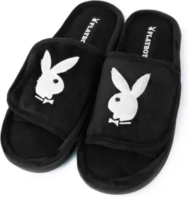 PLAYBOY Unisex-Adult Adjustable Cozy Plush Velour Memory Foam Indoor Outdoor Soled Slipper in Sizes S-XL