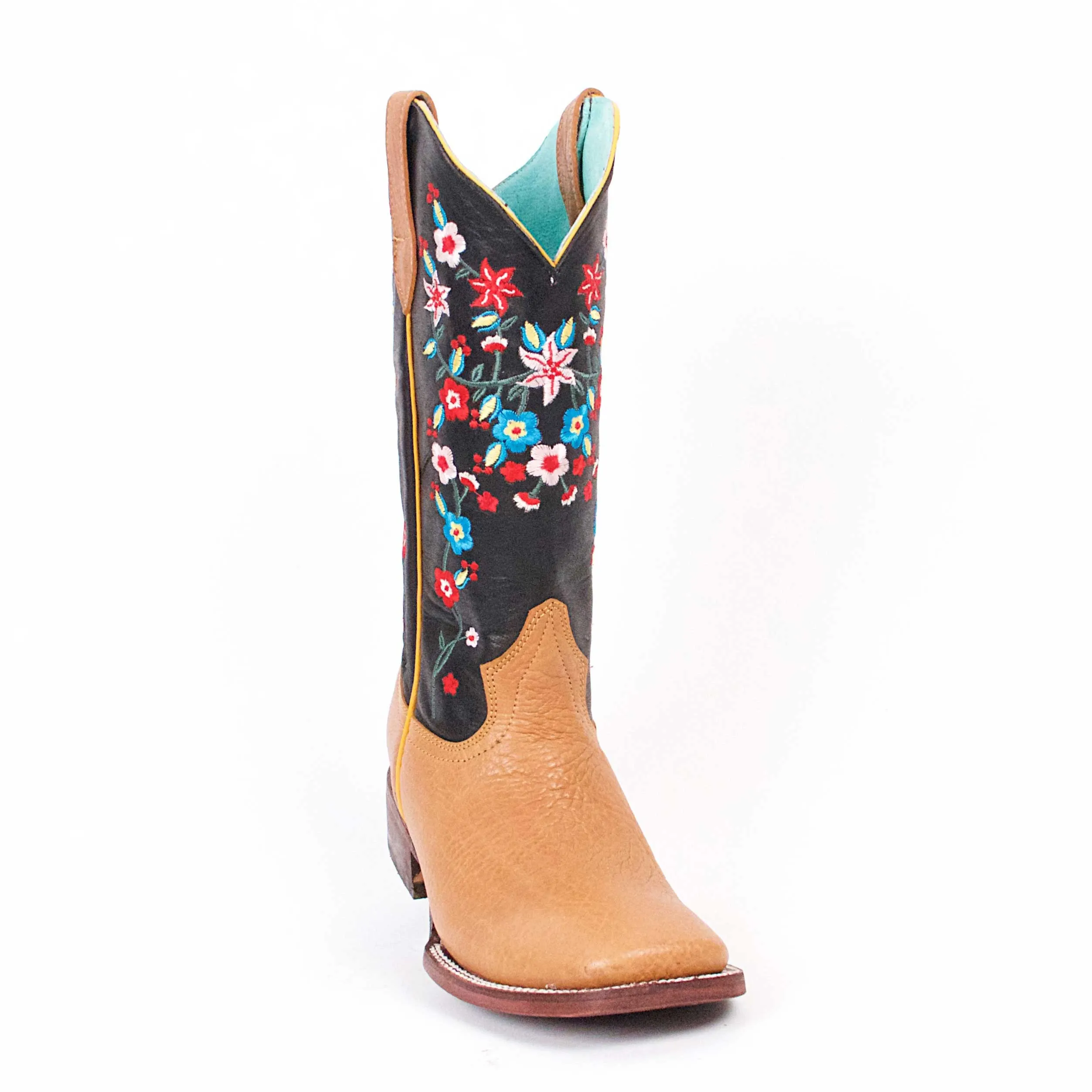 Quincy Boots Womens Floater Leather Floral Honey Ranch Toe Western Boot