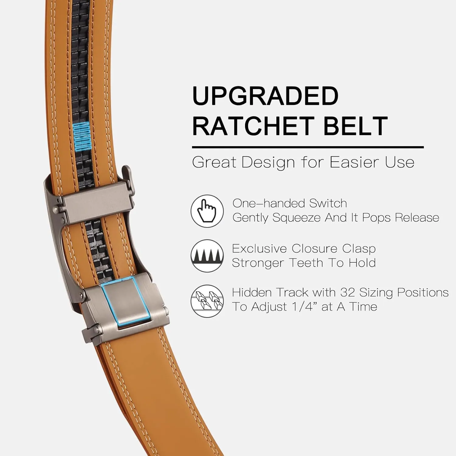 SENDEFN Men's Leather Dress Casual Belt 1 3/8" Automatic Adjustable Click Buckle Belts with Gift Box