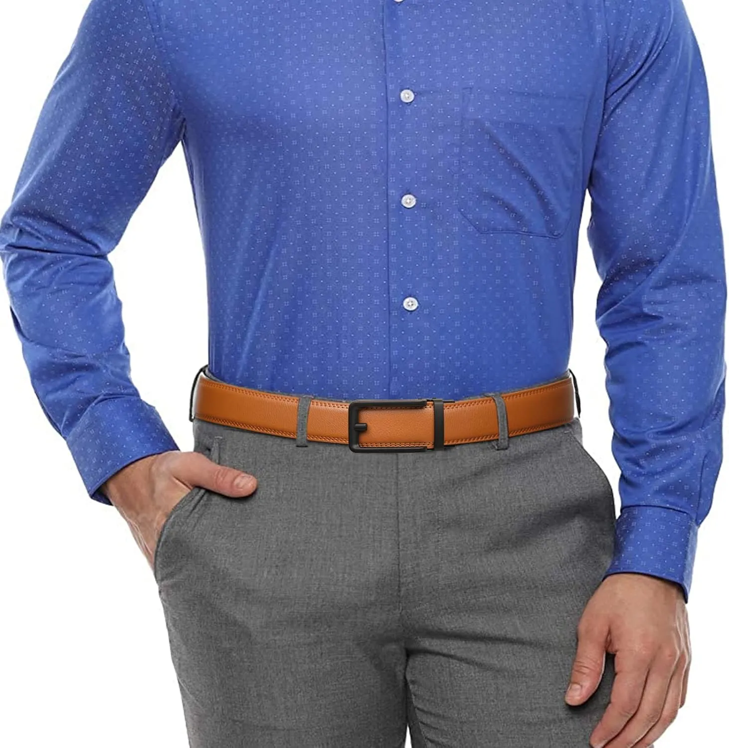 SENDEFN Men's Leather Dress Casual Belt 1 3/8" Automatic Adjustable Click Buckle Belts with Gift Box
