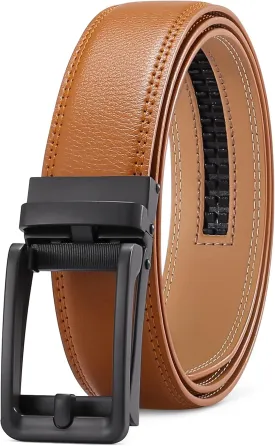 SENDEFN Men's Leather Dress Casual Belt 1 3/8" Automatic Adjustable Click Buckle Belts with Gift Box