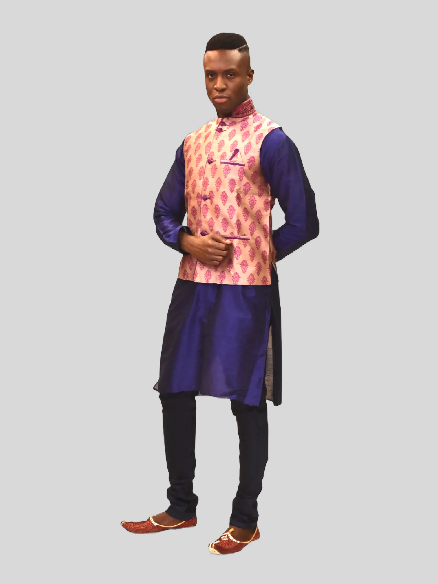 Silk Lemonade Pink With Fuchsia Pink Leaves Modi Vest