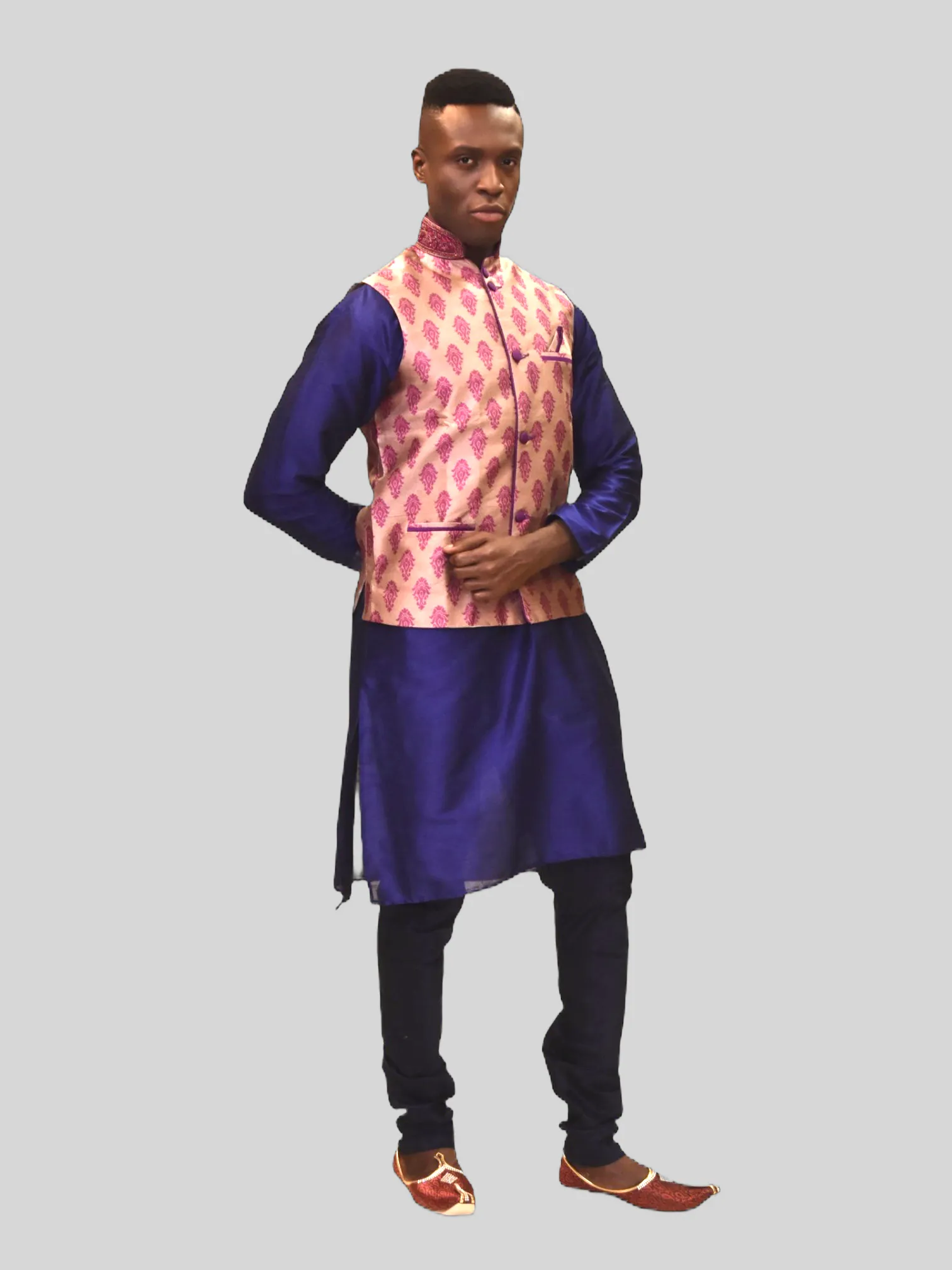 Silk Lemonade Pink With Fuchsia Pink Leaves Modi Vest