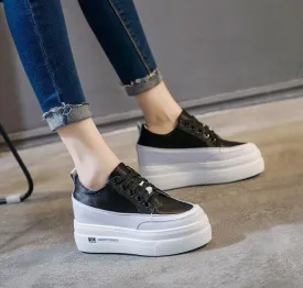 Small Size Thick Sole Silk Satin Lace Up Trainers AS127