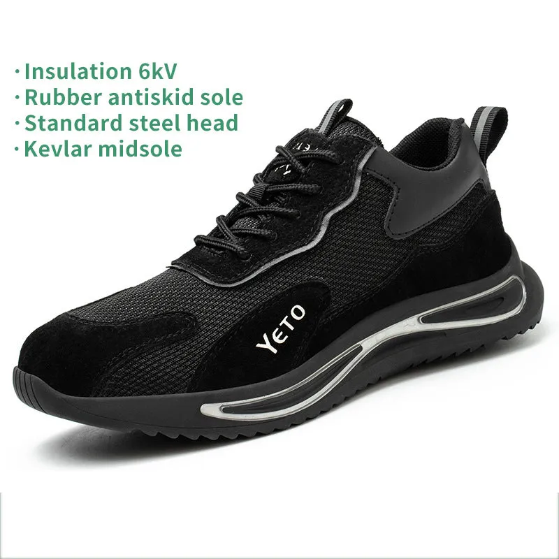 Steel Toe Shoes for Men Lightweight Safety Work Sneakers Slip Resistant Comfortable Air Cushion Safety Walking Tennis Shoes