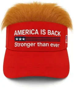 Zadin Official President Donald T. Hat with Hair, Patriotic Costume Merchandise,Adjustable Golf Baseball Cap